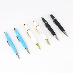 Stylo à bille miniature en métal blanc et noir de luxe pour femme, stylo à bille court et épais, stylo portable avec stylet tactile - Product Image 2