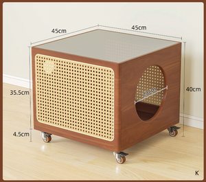 Massief Hout Rotan Multifunctioneel Nachtkastje Menselijk Huisdiervriendelijk Huishoudelijk Meubilair Voor Slaapkamer Woonkamer Knoop Huisdier Huis - Product Image 6