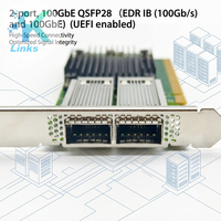 MCX556A-ECUT para Mellanox 100GbE QSFP28, Tarjeta de Interfaz de Red Ethernet con Cable de 2 Puertos PCIe3.0x16 para Servidor, en Stock