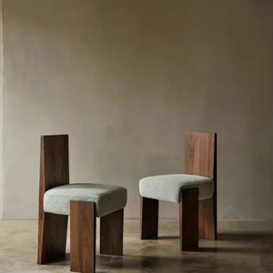 Bắc Âu đơn giản kem phong cách nhung cừu rắn gỗ Ghế ăn được sử dụng trong nhà hàng phòng khách sạn - Product Image 1