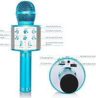 Microphone portable à main, microphone de karaoké pour chanter, super cadeau pour les enfants, jouets pour filles, garçons, adultes, tous âges