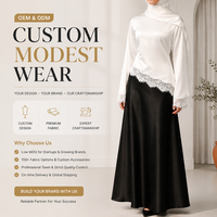 Ensemble Abaya élégant et modeste pour femme 2026 avec haut en satin et dentelle, et chemise asymétrique à nouer en dentelle pour l'Aïd – Vêtements islamiques