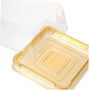 Barquettes jetables en plastique pour gâteaux, sushis, hamburgers - Barquettes en PET avec impression dorée - Product Image 3