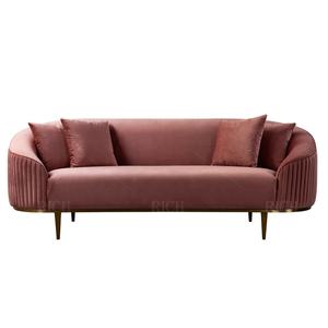 Canapé de repos moderne à 3 places, canapé de luxe confortable en tissu et velours rose, design moderne - Product Image 2