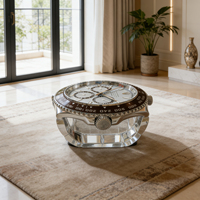 Table basse contemporaine en FRP électroplaqué argenté, forme montre, taille personnalisable, pour salon