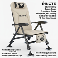 Chaise de pêche pliable de style européen, siège de pêche inclinable tout-terrain portable avec dossier réglable pour la pêche en plein air