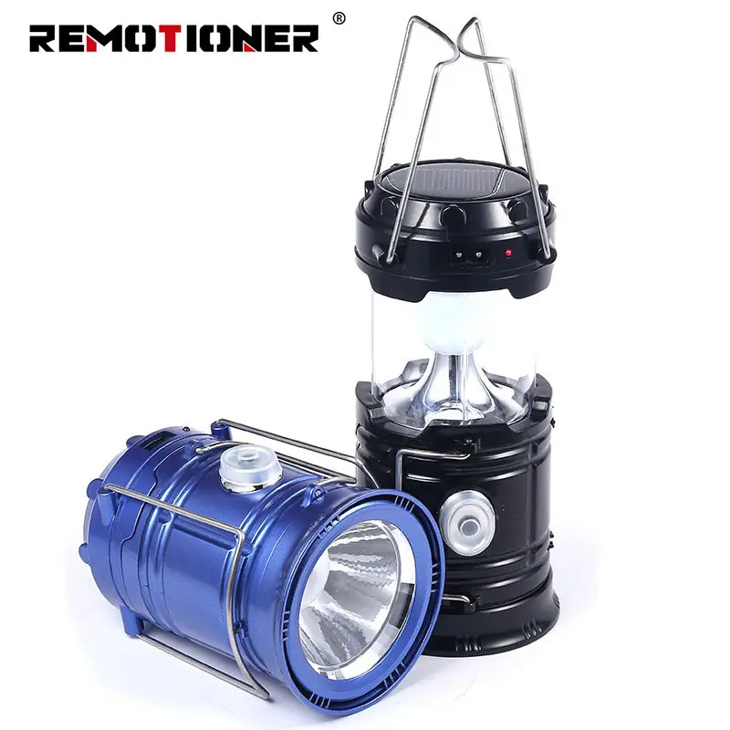 Lampes de poche d'extérieur en plastique Portable télescopique USB solaire pliable Led lanterne de Camping