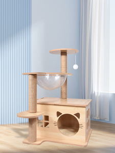 Árbol para Gatos de Madera de Gran Tamaño, Moderno, Ecológico, Ajustable en Altura (4 Niveles), Rascador para Mascotas, Casa Torre de Cartón, Venta al Por Mayor Personalizada - Product Image 2