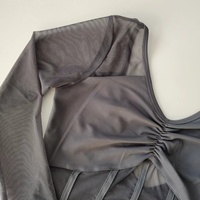 Vente en gros 2026 – Justaucorps de danse et de ballet sexy pour femme, en nylon et élasthanne, à manches longues, en maille noire, haute qualité, prix abordable