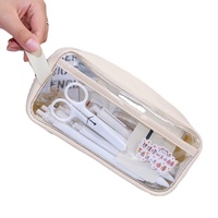 Vente en gros Sac à crayons multifonction transparent Sac à crayons en PVC transparent pour étudiants adolescents avec fermeture éclair et poignée