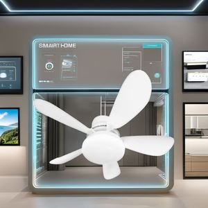 พัดลมไฟ LED อัจฉริยะขนาดเล็กแบบรวมแสง รุ่นขายดี E27 มอเตอร์เงียบ ดีไซน์ทันสมัย พร้อมรีโมทคอนโทรล ถอดประกอบได้ สำหรับขายส่ง - Product Image 4