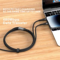 Câble USB-C vers double USB-C Melinku 100W 2-en-1 1,5 m, charge rapide pour iPhone, Android, ordinateur et écouteurs (alliage d'aluminium)