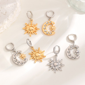 Collier Pendentif Lune et Soleil Tendance, Bijou Européen et Américain Haut de Gamme, Pendentif Clavicule Soleil et Lune - Product Image 3