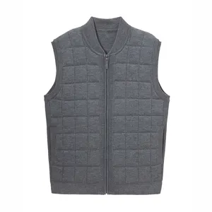 Machine de roulement tactique grise solide Vintage hommes fermetures à glissière personnalisées hiver tricoté OEM & ODM Nylon/coton coquille gilet d'hiver