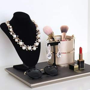 حامل عرض للمجوهرات المخملية السوداء حامل للقلادة مع تخزين Schmuck علبة منظم عرض المجوهرات - Product Image 4