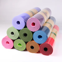 Tapis de yoga écologique en TPE, double couche, antidérapant, 6 mm d'épaisseur, avec sangle de transport pour yoga, pilates, salle de sport à domicile