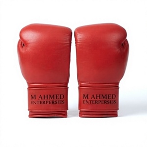 Guantes de Boxeo Rojos de Cuero para Entrenamiento de MMA, con Cierre de Velcro en la Muñeca, para Práctica de Boxeo - Product Image 1