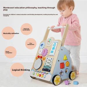 Nouveau marcheur musical pour bébés pousser et tirer centre d'activités d'apprentissage marcheurs avec roues chariot en bois jouet pour garçons et filles - Product Image 2