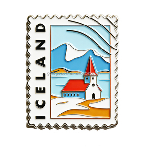Aimant de réfrigérateur en émail en forme de drapeau d'<span class=keywords><strong>Islande</strong></span>, cadeau touristique, symbole national (Puffin, Baleine, Cascade, Montagne), souvenir de <span class=keywords><strong>voyage</strong></span> - Product Image 2