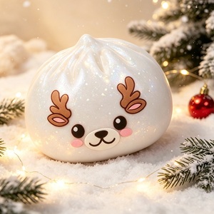 Christmas Reindeer Glitter Dumpling <b>Squishy</b> Soft Squeeze Fidget Toy Stress Relief Sensory Toy Gift for Kids and Adult - Product Image 5