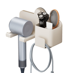 Soporte para secador de pelo con ventosa, color blanco mate, montado en la pared, sin perforaciones, para uso en el baño - Product Image 5