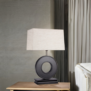 Lámpara de Mesa Redonda de Metal y Tela de Estilo Nórdico Moderno con Alimentación CA para Hogar, Hotel, Sala de Estar, Dormitorio - Cabecera y Escritorio - Product Image 4