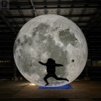 Lune gonflable géante lumineuse à LED de 5m/6m, sphère lunaire réaliste pour le Festival de la Mi-Automne, installation artistique, fête sur le thème de l'espace, scène