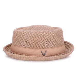 Sombrero de paja plegable para hombre, estilo Pork Pie, transpirable, con visera plana, ideal para viajes, venta al por mayor, estilo británico, de malla, para verano. - Product Image 5