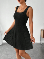 Maßgeschneidertes Damen-Kapuzenkleid aus Geripptem Strick, Mini-Länge, Langarm, A-Linie, Casual Bodycon Plus Size Sweaterkleid OEM