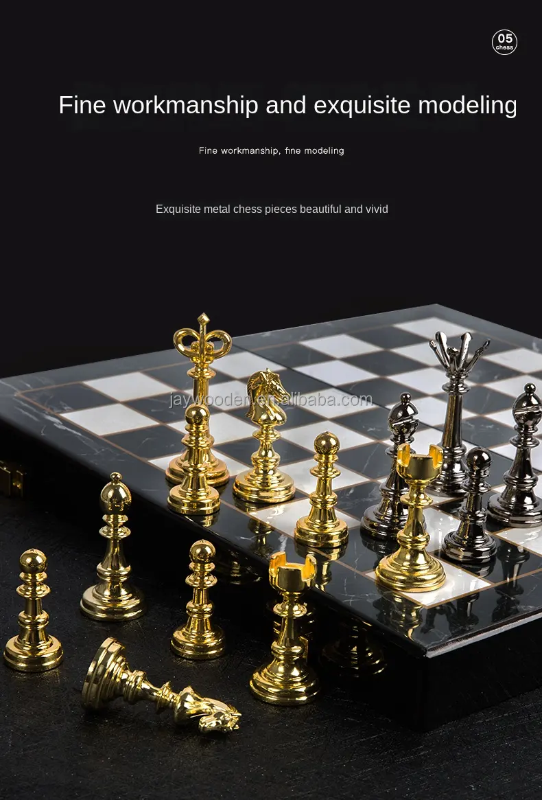 Atacado grande Presente personalizado Chess Boards party game peças de luxo verificador Ouro preto Antique Metal Chess Sets Para Venda