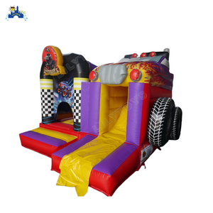 LilyToys - Grande structure gonflable sur le thème des voitures de <span class=keywords><strong>course</strong></span> tout-terrain avec toboggan pour fêtes en plein air et aire de jeux pour enfants - Product Image 1