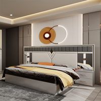 Ensemble complet de meubles de chambre à coucher turcs, lit double moderne avec cadre en bois, chambre d'adulte, ensemble de chambre à coucher de luxe en bois, taille king size