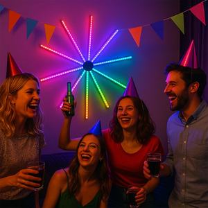 Kit d'éclairage mural flexible DIY à commande par application, synchronisation musicale, alimentation USB DC 5V, pour fête, décoration de chambre, feux d'artifice, lumières de feux d'artifice 5V - Product Image 5