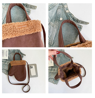 Sac à main en daim style coréen personnalisé, tendance, double face, élégant, sac à bandoulière pour femme, sac hobo en peluche pour femme