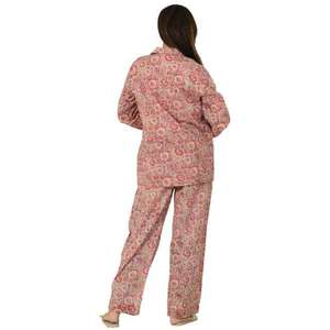 Women Pajama Set Floral Design 100% Cotton Long Sleeve Shirt and <b>Pants</b> Lightweight Breathable Summer Night Suit Sleepwear - Product Image 4
