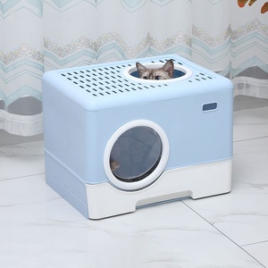 Bac à litière carré entièrement fermé pour chat avec accès par le haut, contrôle des odeurs, compatible caméra, grande taille - Product Image 2