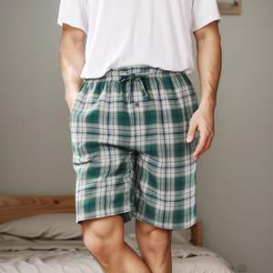 <span class=keywords><strong>Pantaloncini</strong></span> <span class=keywords><strong>pigiama</strong></span> da <span class=keywords><strong>uomo</strong></span> in tessuto a quadri XL con tasche, fondo traspirante per la casa - Product Image 1