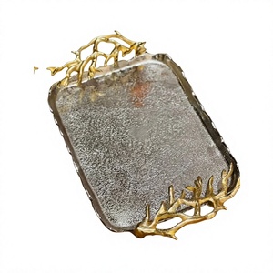 <b>Large</b> Silver Dish Decorative Aluminium <b>Tray</b> With Antler Handles Christmas Decoration Tabletop Display Platter Modern <b>Trays</b> 2026 - Product Image 1