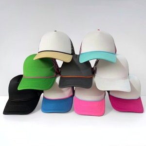 Tùy Chỉnh Lưới Màu Thêu In Logo Chất Lượng Cao 5 Bảng Điều Chỉnh Lưới <span class=keywords><strong>Snapback</strong></span> Mũ Trống Polyester Đồng Bằng Cổ Điển Trucker Mũ - Product Image 1