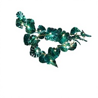 Lustre LED personnalisé en verre pour hôtel, villa, escalier, salon, salle à manger, design créatif long et ajouré, motif feuille de lotus verte
