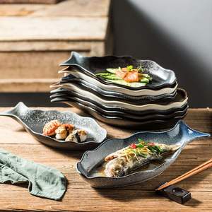 Grand disque de poisson en céramique créatif Assiette cuite à <span class=keywords><strong>la</strong></span> vapeur écologique avec chili haché Nouveau plat spécial pour <span class=keywords><strong>la</strong></span> tête de poisson - Product Image 2