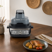 Friteuse à air numérique 1500W 4L à double panier en verre, à économie d'énergie, pour usage domestique, fabriquée en Chine