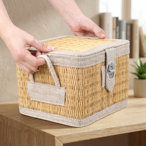 ArtisRaw Handmade Vintage Square Straw Picnic Basket-Food Storage & Portable Cooler Bag All Seasons Made in TN - Product Image 2