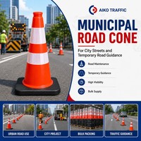 Cône de signalisation routière Aiko avec bandes réfléchissantes pour l'entretien routier, les travaux d'assainissement et la signalisation des projets urbains