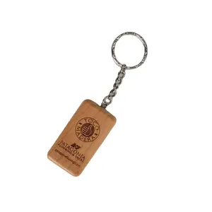 fine quality promotional custom logo maple wooden keyring key chain