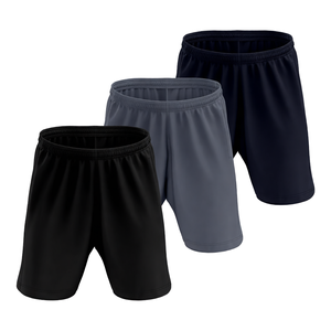 Shorts pour hommes à taille élastique, couleur unie, séchage rapide, noir, gris, marine - Product Image 1