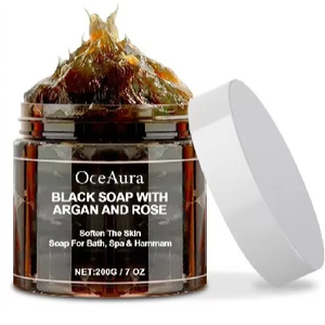 Sapone Nero all'Olio di Argan con Etichetta Privata, Idratante e Delicato <span class=keywords><strong>per</strong></span> la Pulizia Quotidiana della Pelle, Sapone Liquido Nero alla Rosa <span class=keywords><strong>per</strong></span> il Bagno - Product Image 1