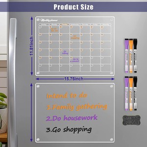 Calendario de <span class=keywords><strong>pizarra</strong></span> de menú de borrado en seco magnético acrílico <span class=keywords><strong>semanal</strong></span> claro personalizado para refrigerador - Product Image 3