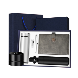 고급 비즈니스 선물 맞춤형 로고 세트 노트북 펜 USB 전원 은행 보온병 컵 및 블루투스 스피커 우산 7 in <span class=keywords><strong>1</strong></span> 선물 세트 - Product Image 1