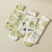 Chaussettes super chaudes et moelleuses pour femme, mi-mollet, épaisses, d'hiver, pour la maison, antidérapantes, à motif dessin animé, pour la maternité et la convalescence
